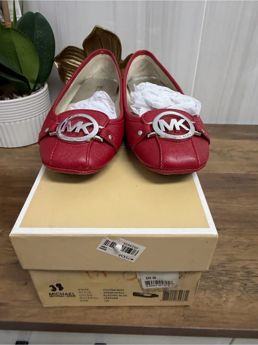 Michael Kors Women's Red Logo Ballet Flats